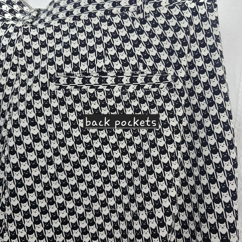 Betabrand Catstooth Dress Pant Yoga Pants L Short Petite NWOT Black White Cat - Picture 13 of 16
